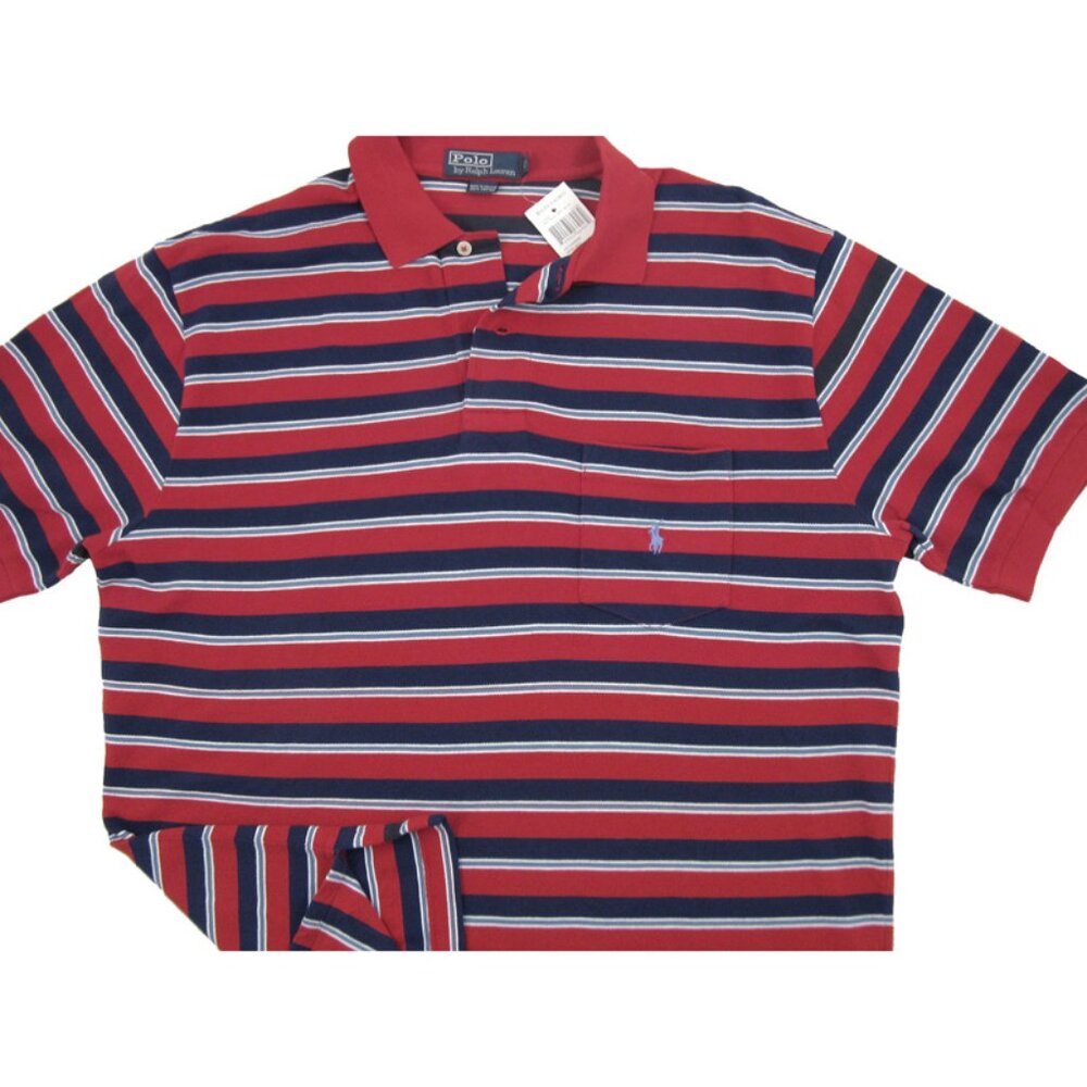 NEW Vintage Polo Ralph Lauren Shirt! XL Red & Blue Stripe Chest Pocket  RUNS BIG